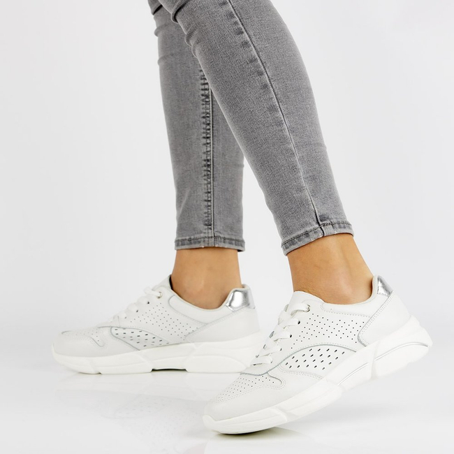 Skórzane Sneakersy Filippo DP2156/21 WH białe