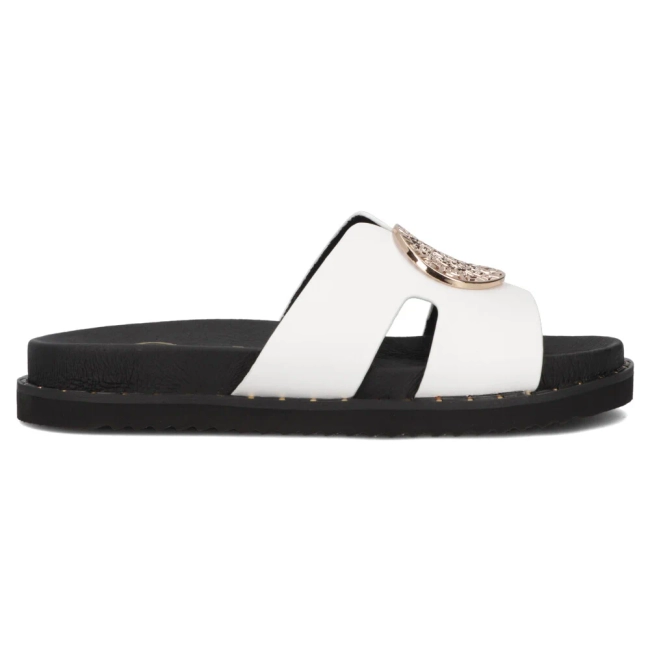 Skórzane klapki Filippo DK7050/25 WH białe