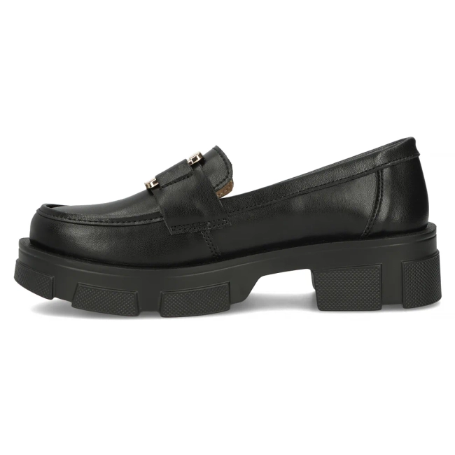 Skórzane półbuty na platformie Filippo DP6099/24 BK czarne