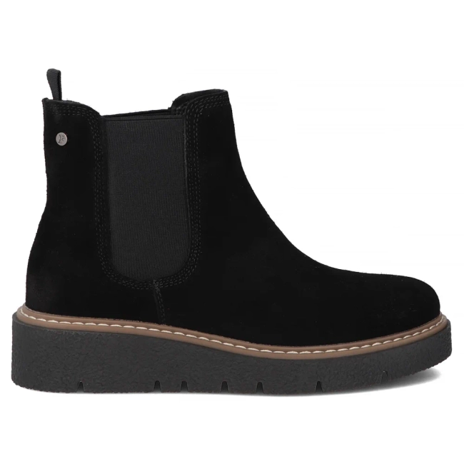 Skórzane botki na platformie Filippo DBT7261/25 BK czarne