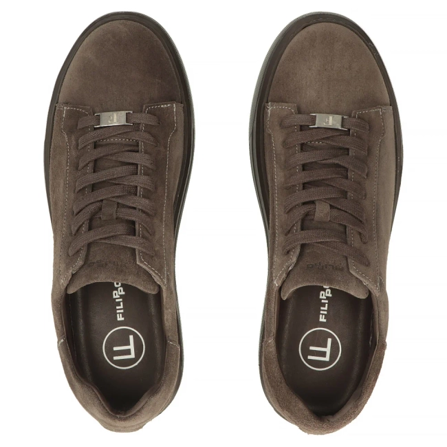 Skórzane sneakersy Filippo MP8277/26 TP taupe
