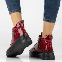 Leather platform ankle boots Filippo DBT4215/26 RD CR red