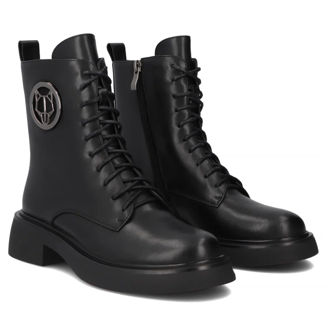 Skórzane trzewiki Filippo DBT6408/25 BK czarne