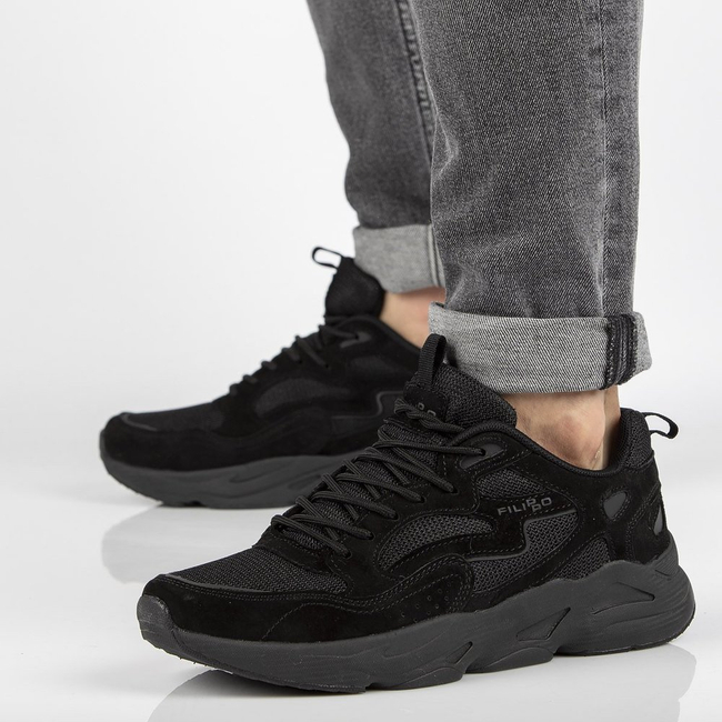 Skórzane Sneakersy Filippo MSP2116/21 Bk czarne