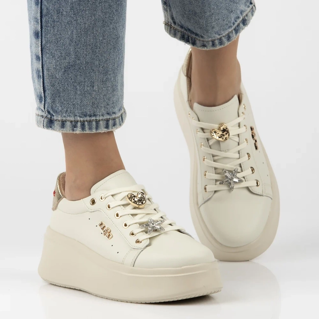 Skórzane sneakersy Filippo DP6790/25 BE beżowe