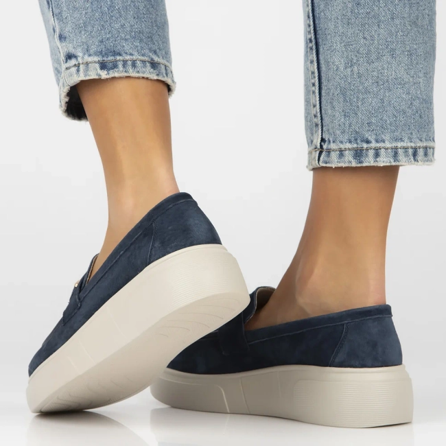 Skórzane półbuty na platformie Filippo DP6809/25 NV granatowe