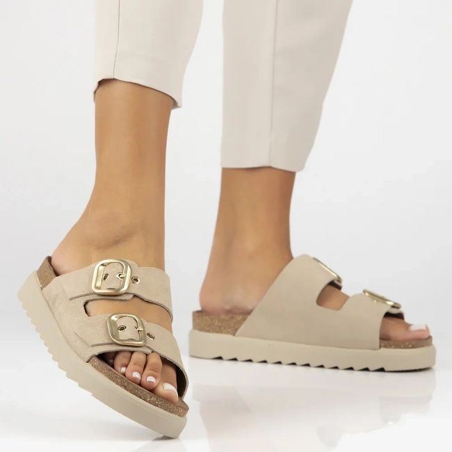 Leather slippers Yokono TUNEZ-130 SERRAJE CRUDO beige