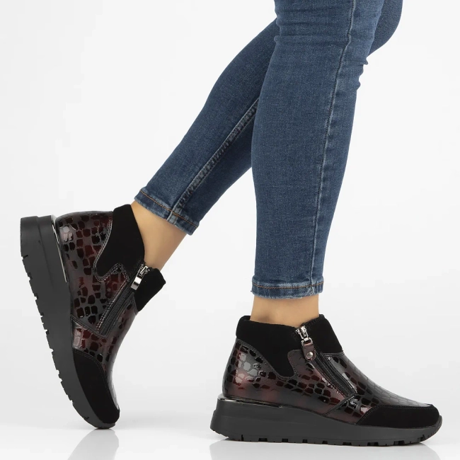 Leather ankle boots DBT6348/24 BG burgundy