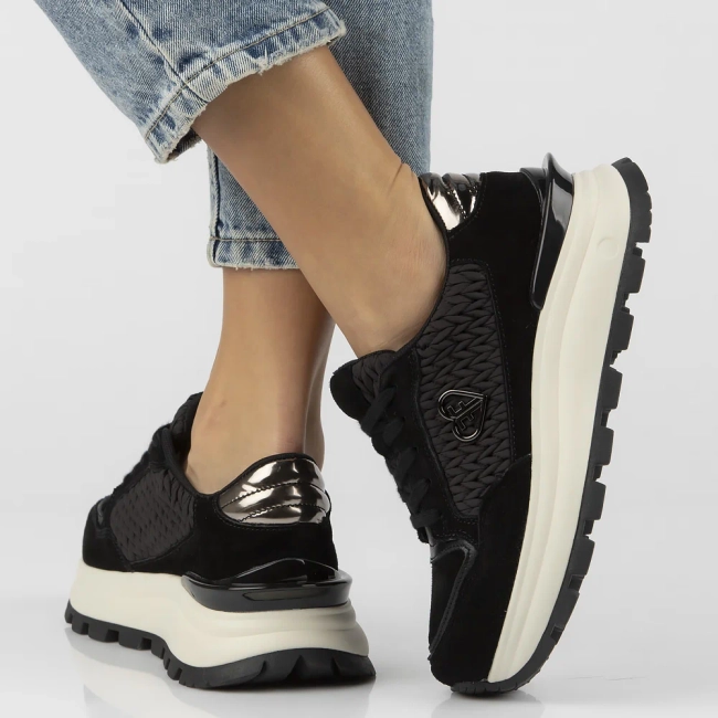 Skórzane sneakersy Filippo DP7410/25 BK czarne