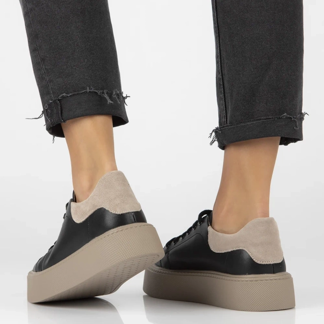 Leather sneakers Filippo DP6119/24 BK BE black beige