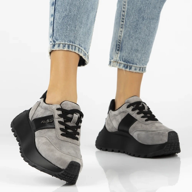 Leather sneakers Filippo DP6785/25 GR grey