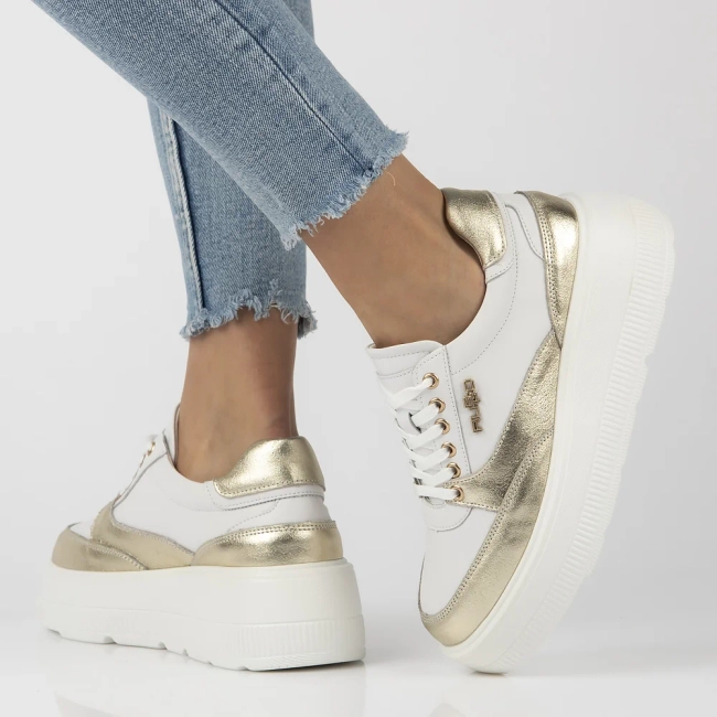 Leather sneakers Filippo DP6842/25 WH GO white gold