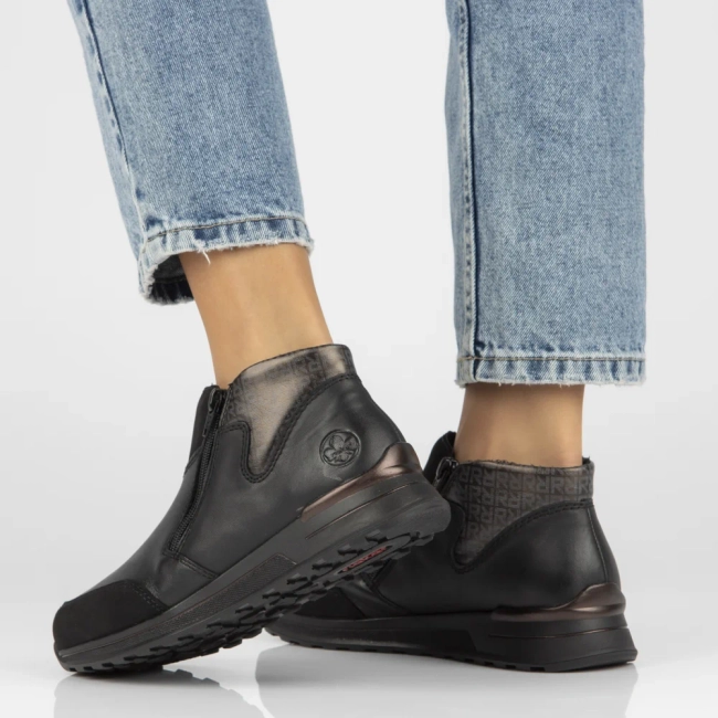 Skórzane sneakersy Rieker N1452-00 czarne