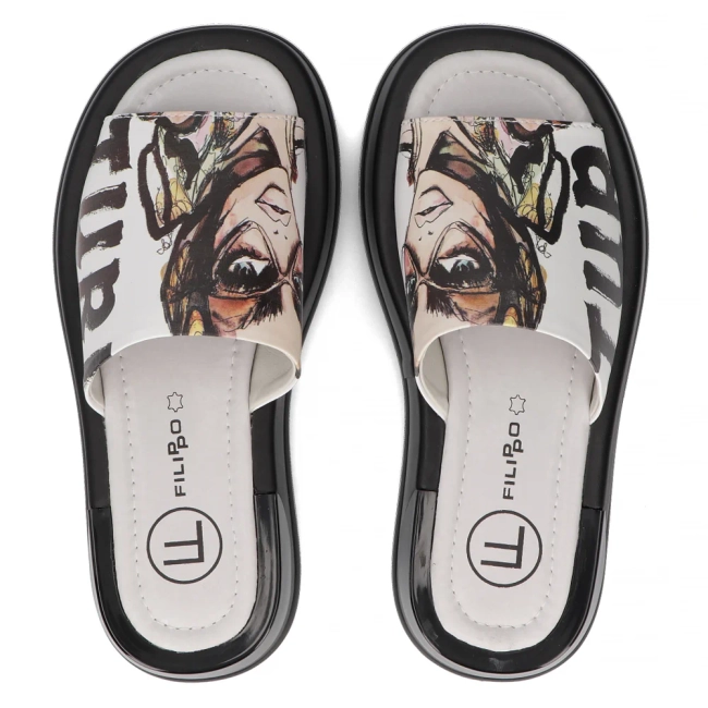 Leather slippers Filippo DK6158/24 WH white