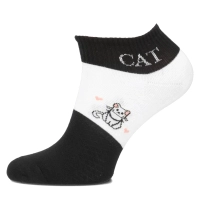 Women's Socks L604-7 white black cat