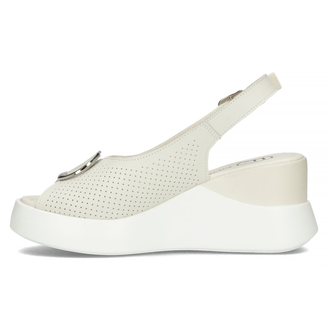 Skórzane sandały na koturnie Filippo DS4406/23 BE beżowe