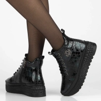 Skórzane botki na platformie Filippo DBT7278/25 GE zielone