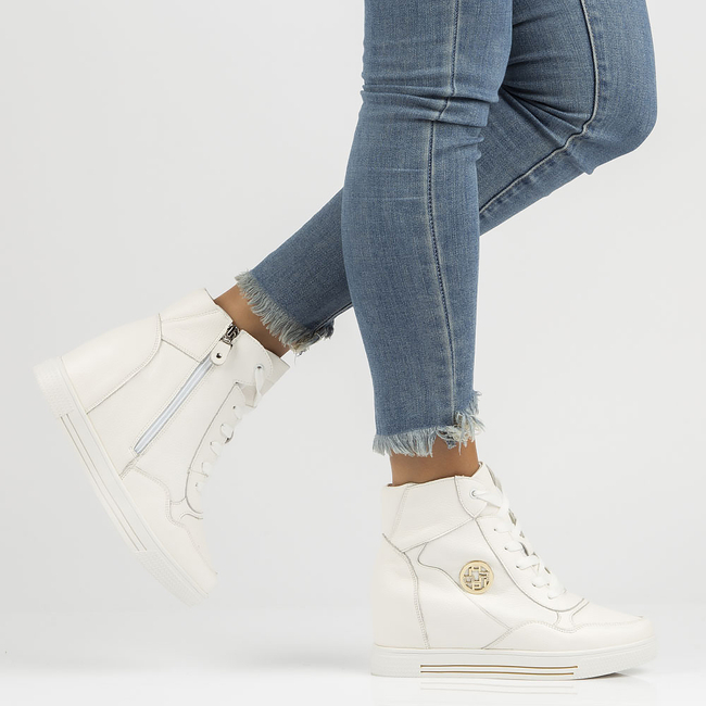 Skórzane Sneakersy Filippo DBT3552/22 WH białe