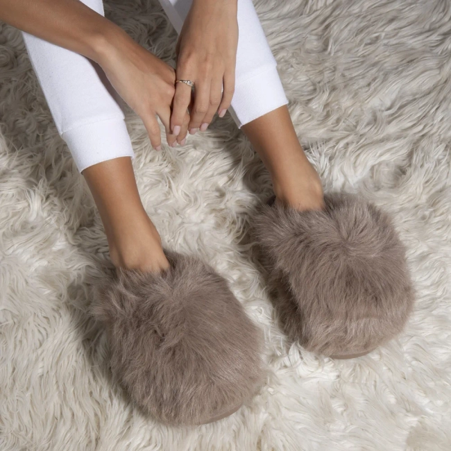 Fur slippers Filippo DK7475/25 TP taupe
