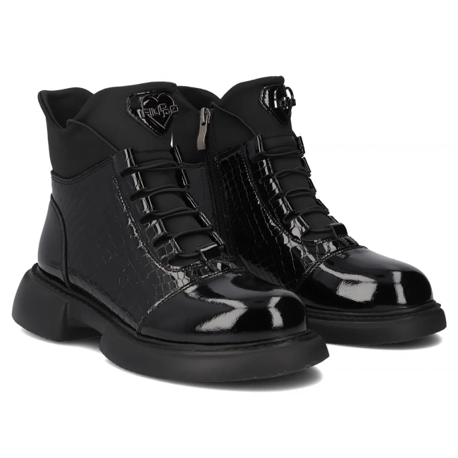 Skórzane botki Filippo DBT7295/25 BK czarne