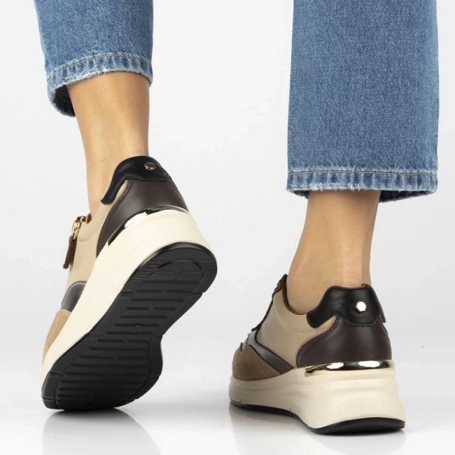 Skórzane sneakersy Filippo DP7105/25 BE beżowe