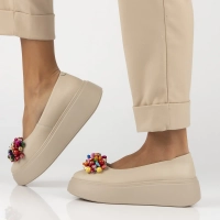 Skórzane półbuty na platformie Filippo DP6836/25 BE beżowe