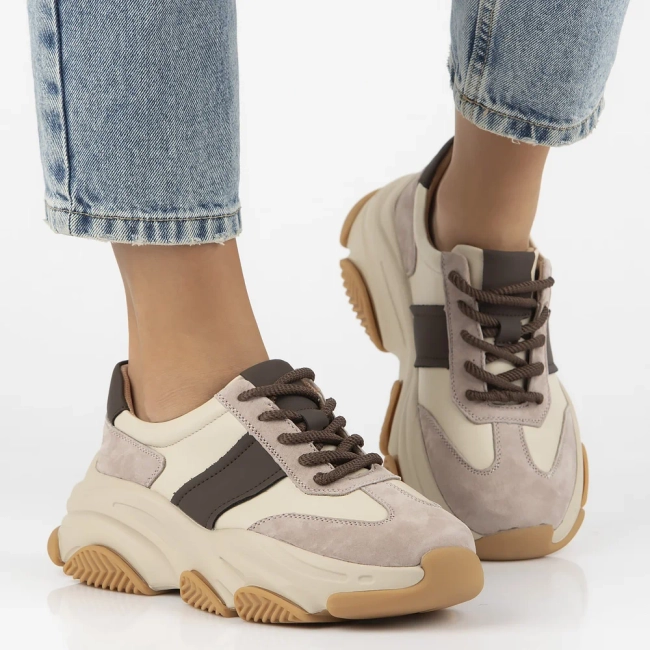 Skórzane sneakersy Filippo DP7113/25 BE beżowe