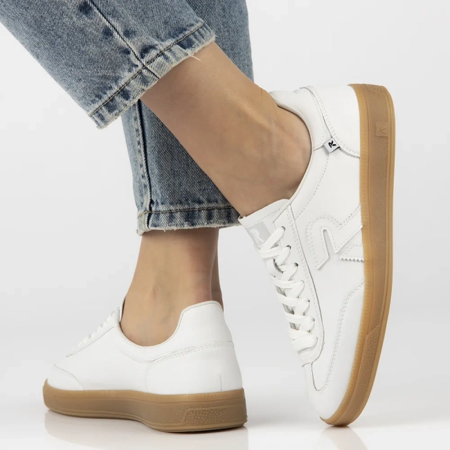 Skórzane sneakersy Rieker W2200-80 białe