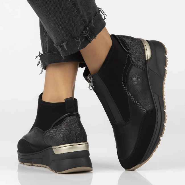 Sneakersy Rieker N6361-00 czarne