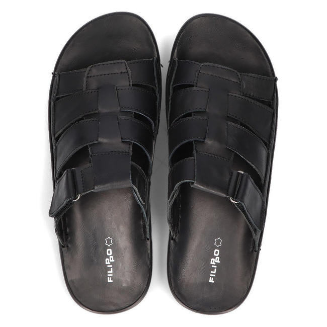 Leather slippers for men Filippo MK2303/21 BK black