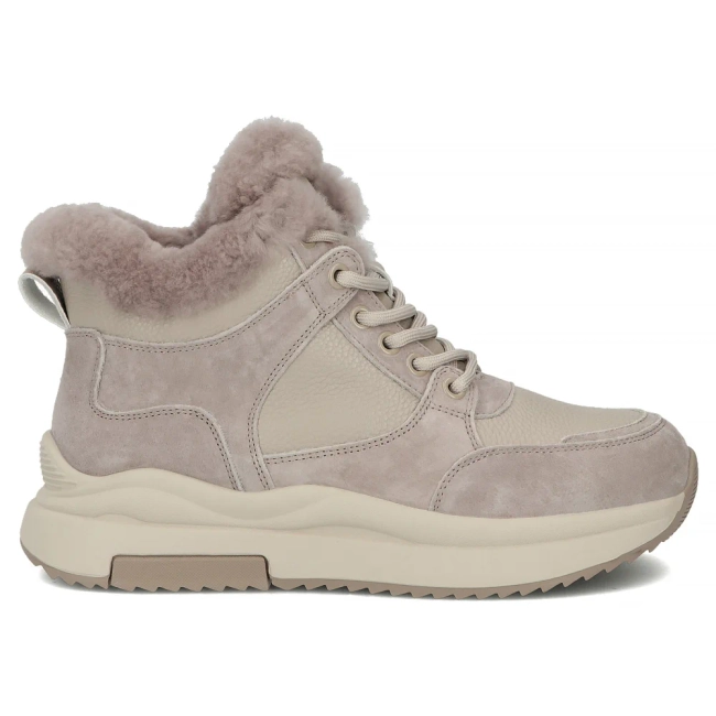 Skórzane botki na platformie Filippo DBT7240/25 BE beżowe