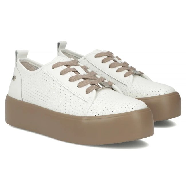 Leather sneakers Filippo DP6116/26 WH BE white-beige