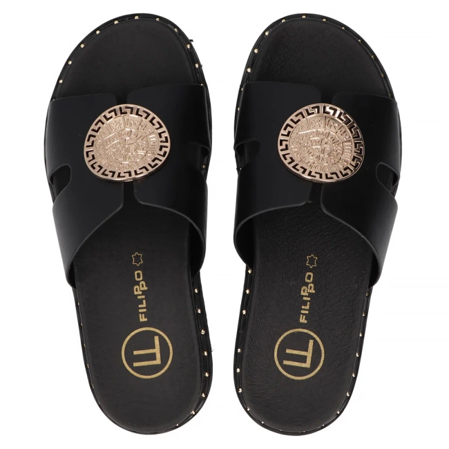 Leather flip-flops Filippo DK7050/25 BK black