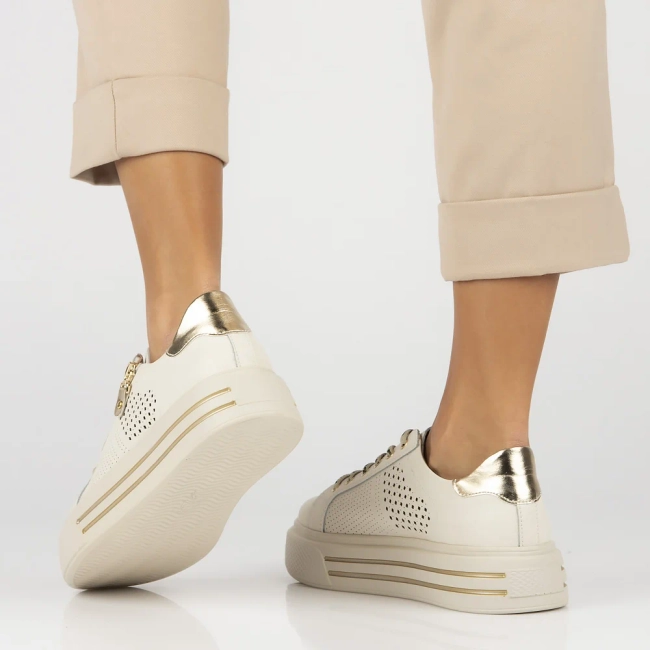 Skórzane sneakersy Filippo DP6704/25 BE beżowe