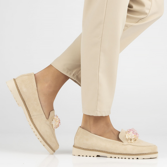 Skórzane półbuty Filippo DP4562/23 BE beżowe