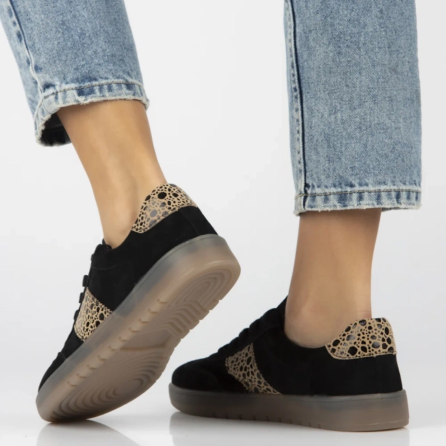 Skórzane sneakersy Filippo DP6770/25 BK LEO czarne