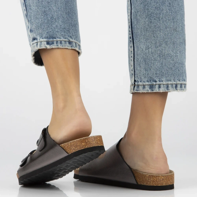 Leather flip-flops Filippo DK7062/25 GN gun metal