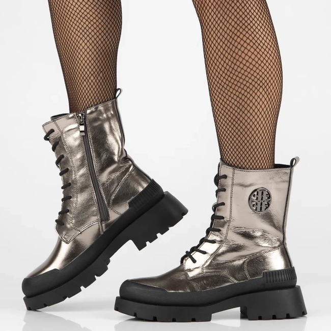 Skórzane botki typu workery Filippo DBT6482/24 GN gun metal