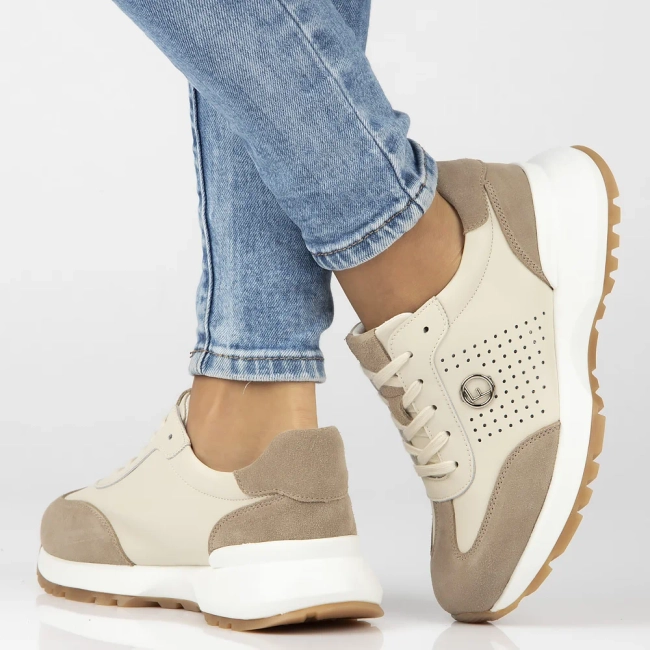 Leather sneakers Filippo DP6732/25 BE beige