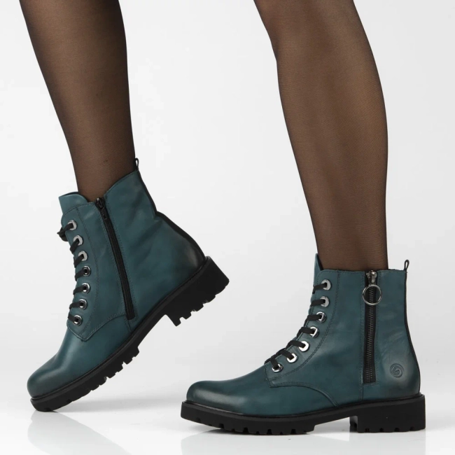 Skórzane trzewiki Rieker D8671-12 turkusowe