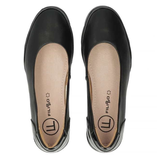 Skórzane półbuty na koturnie Filippo DP6162/24 BK czarne
