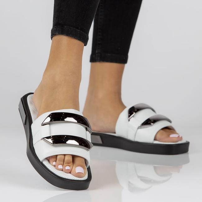 Leather flip-flops Filippo DK3903/22 WH white