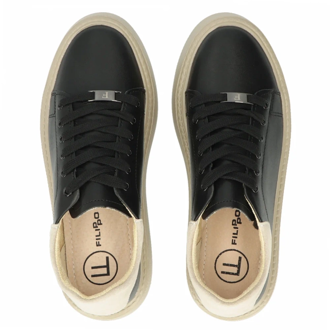 Leather sneakers Filippo DP6119/26 BK BE black-beige