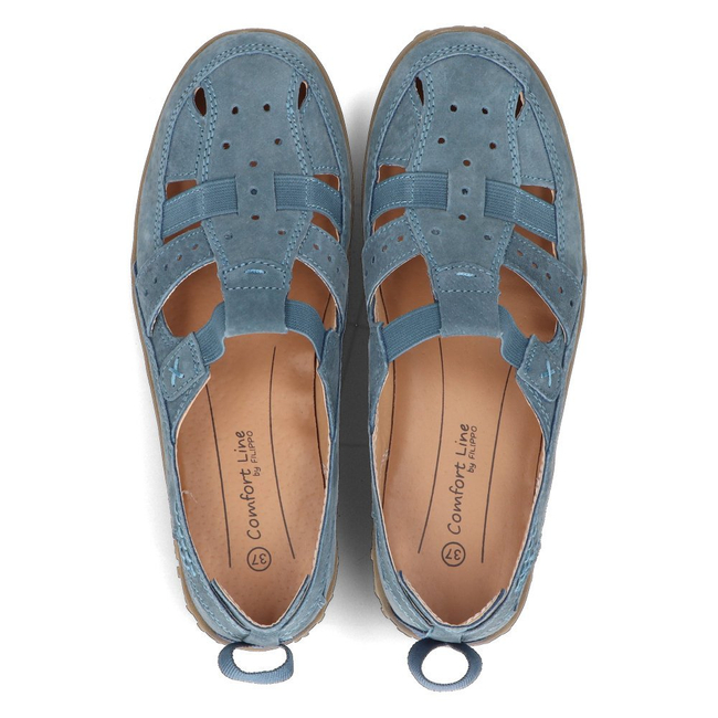 Skórzane półbuty FILIPPO DP104/17 BL niebieskie