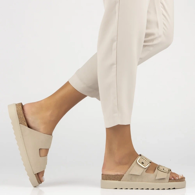 Leather slippers Yokono TUNEZ-130 SERRAJE CRUDO beige