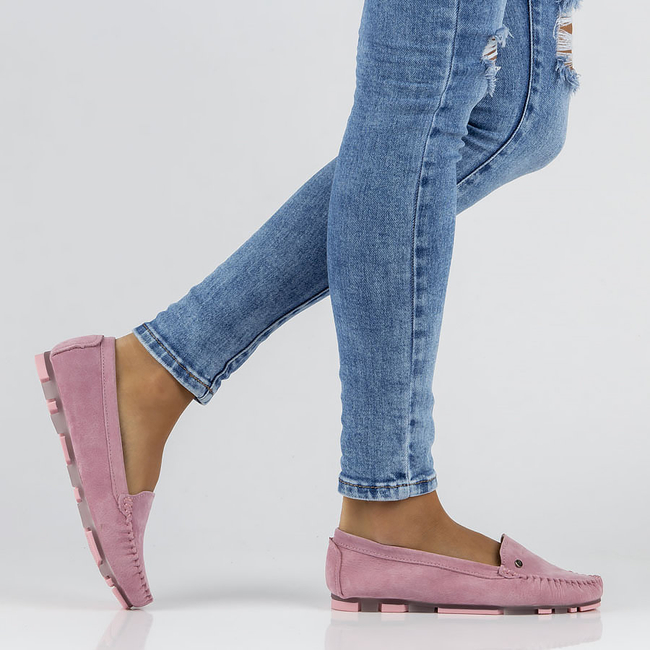 Skórzane mokasyny Filippo DP2037/22 PI różowe