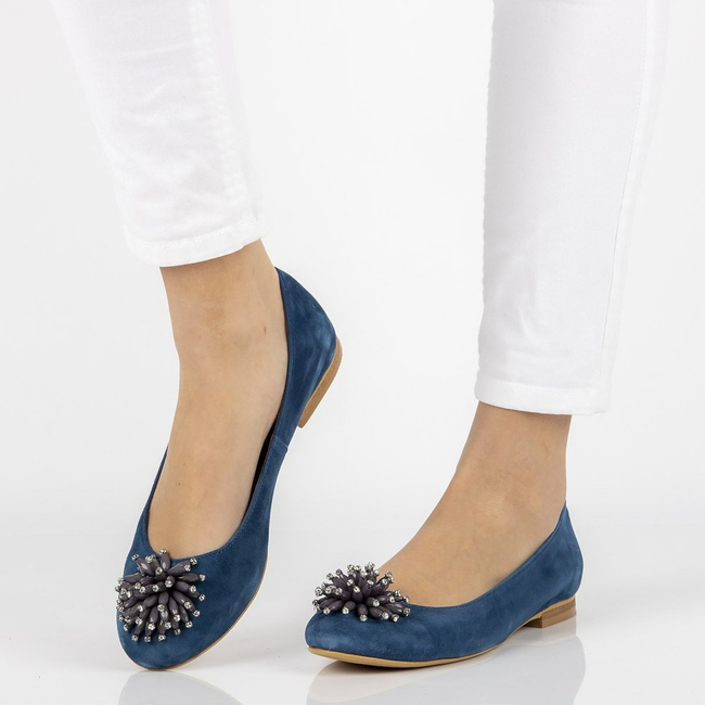 Zamszowe baleriny Alexio Giorgio 060 niebieskie