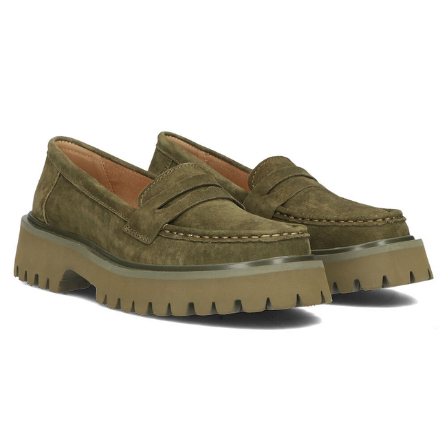 Skórzane półbuty na platformie Filippo DP4586/23 KH khaki