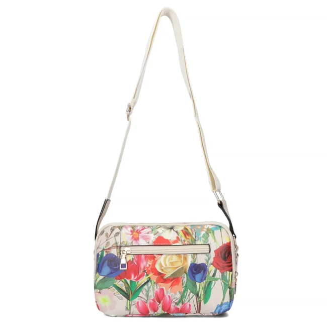 Messenger bag beige flowers