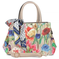 Messenger bag beige flower elegance